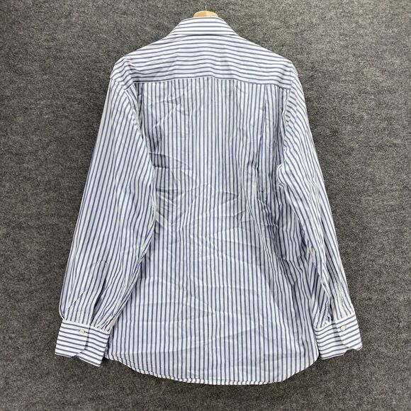 Arnold Brant Shirt Men 16 Blue Striped Button Up Collared Long Sleeve Cotton - Picture 2 of 10